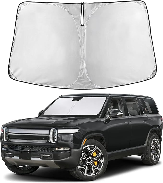 Autovir Windshield Sun Shade Fit for 2022-2024 2025 2026 Rivian R1S Sun Shade, Front Window Sun Visor, UV Protection, Heat Blocker, Foldable Car Accessories