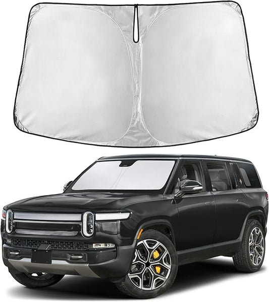 Autovir Windshield Sun Shade Fit for 2022-2024 2025 2026 Rivian R1S Sun Shade, Front Window Sun Visor, UV Protection, Heat Blocker, Foldable Car Accessories