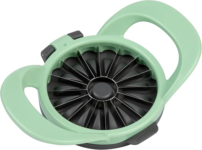 PrepWorks by Progressive Dishwasher Safe 16-Slice Thin Apple Slicer and Corer with Attached Safety Cover (Pistachio)