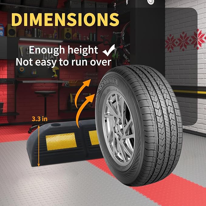 Parking Stopper for Garage Parking Aid 12 Pack Block, Car Truck Curb Floor Parking Lot Wheel Tire Stops Bumpers with Bolt Installation, Rubber Vehicles Aid Gadgets