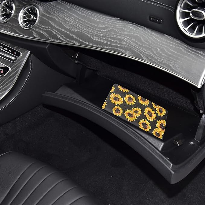LumiMokki Premium Car Registration & Insurance Card Holder with Magnetic Shut, Vehicle Glove Box Car Organizer - For Documents, Cards, License (Sunflower B)