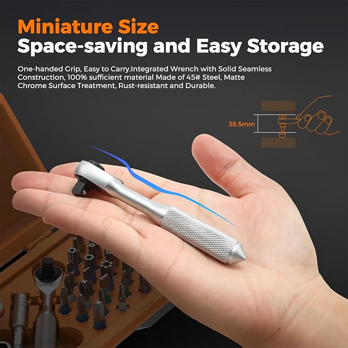 42-in-1 Screwdriver Set Drive Socket Ratchet Wrench Magnetic S2 Bits, 70N.m Household Tool Repairing Kit for Bike, Ebike, Motorbike, Automobile, Furniture, Machinery Service Kit