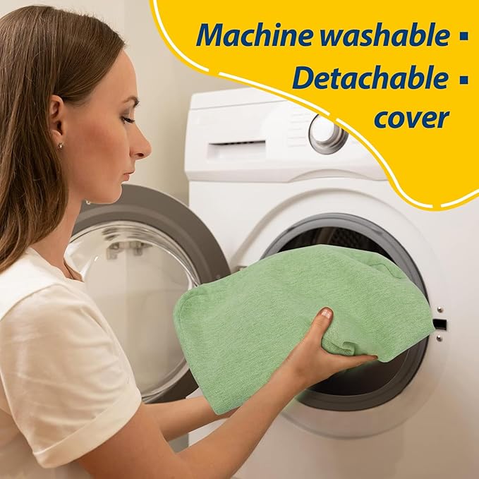 AAAAAcessories D-Shaped Chair Cushions, 2" Thick Dining Chair Pads with Ties and Removable, Machine-Washable Cover, 17" x 16", Set of 4, Pear Green