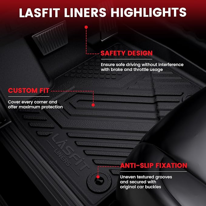 LASFIT Floor Mats & Cargo Mat for Lexus RX/RX350/RX350h/RX500h 2023-2026, TPE RX 350 All Weather Protection Custom Fit 1st & 2nd Row RX350 Floor Liners, Black, Easy to Clean