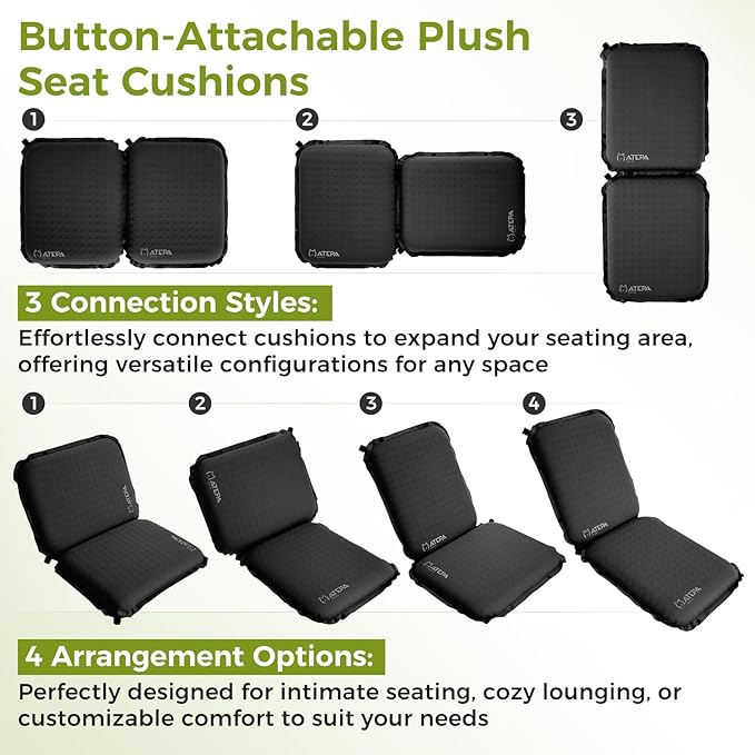 ATEPA Inflatable Seat Cushion, Compact Self-Inflating Seat Cushion for Stadium Airplane Air Travel Bleacher Camping, Blow Up Foam Seat Pad for Outdoor Sports Events Backpacking Hiking Sitting