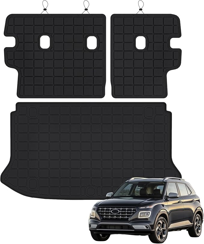 Cargo Liner for 2020-2025 2026 Hyundai Venue (Only Fit Upper Cargo Mat) & Backrest Mat,TPE All Weather Protection Car Trunk Mat Covering the Backrest Mat with Velcro Fastener Accessories