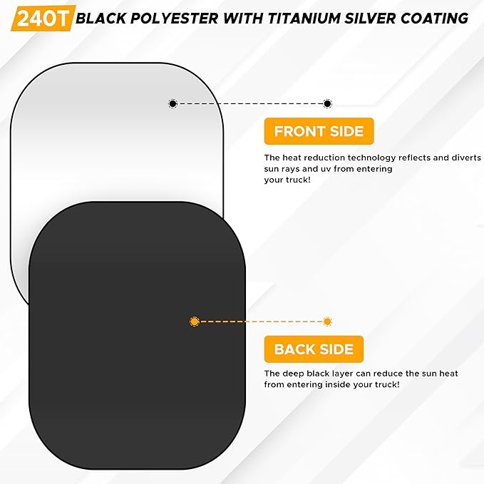 EcoNour Windshield Sun Shade for Semi Truck Size (40" L x 32" D), Front Window Reflective Sunshade for Large Vehicles, 240T Polyester Silver Coated Heat and UV Block Protection