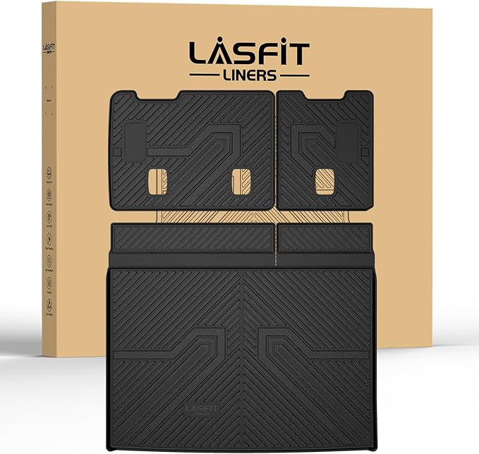 LASFIT Trunk Mat with Backrest Mat 2015-2020 for Chevrolet Chevy Suburban/GMC Yukon XL(Not Fit Yukon)/Cadillac Escalade ESV(Only Escalade ESV, Not Fit Escalade), All Weather TPE Mat