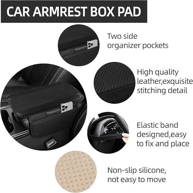 NBTEPEM 6 PCS Car Steering Wheel Cover Set, Microfiber Leather Steering Wheel Covers Universal 14.5-15 inch, Center Console Cover, Seat Belt Cushion, Cup Holder Coaster, Car Accessories Set Black