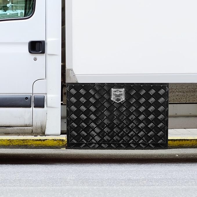 VEVOR Underbody Truck Box, 36" x 24" x 24" Pickup Storage Box, Heavy Duty Aluminum Diamond Plate Tool Box with Lock and Keys, Waterproof Trailer Storage Box with T-Handle Latch for Truck, Van, Trailer