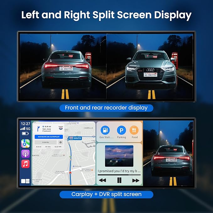Largest 11.5 inch Wireless CarPlay Screen for Car, A-pple CarPlay & Android Auto HD Touchscreen with 4K Dash Cam/1080P Backup Camera/Navigation/Bluetooth/Voice Control/FM/Mirror Link,for All Vehicles