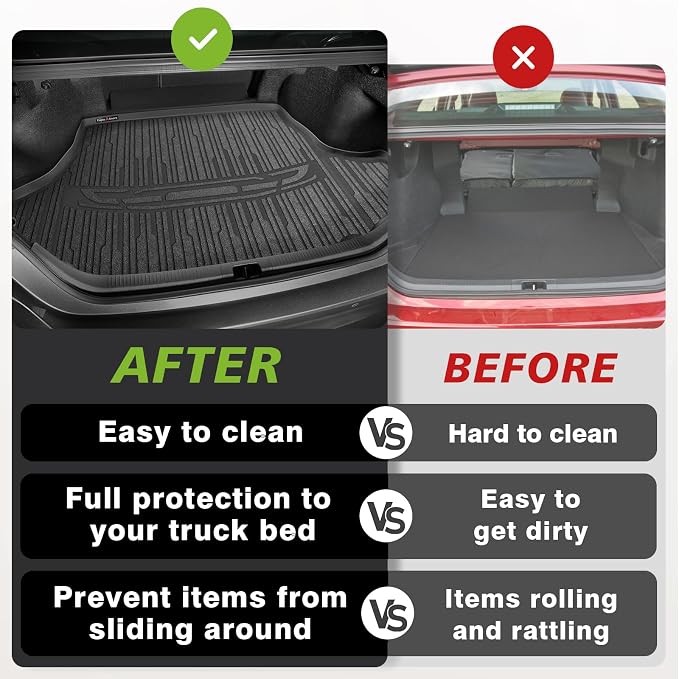 TripleAliner Trunk Floor Mat All Weather Liners Compatible with 2025 2026 Toyota Camry (Include Hybrid) Accessories TPE Carpets Trunk Liner TPE Custom Fit Protection Car Mats