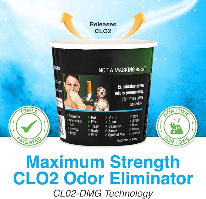 Biocide Systems Auto Shocker Strong Car Odor Eliminator, Eco-Friendly Chlorine Dioxide Odor Bomb for Vehicle Interior Up to 250 Cubic Feet