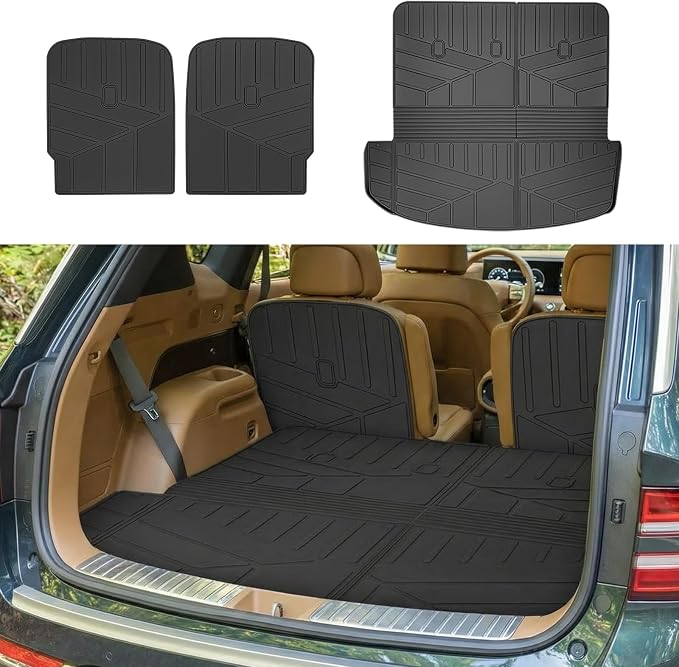 Cargo Liners for 2026 Hyundai Palisade 7 Seats(Only Fit Gas Models) Trunk Mat with Seat Back Cover Accessories, All Weather Rear Cargo Mat Backrest Protector(Cargo Mat&2nd Row Kick Mat)