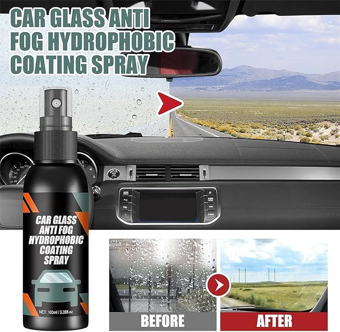 Car Windshield Spray Water Repellent Antifogging Agent, Anti Fog Spray for Car Windshield, Glass Waterproof Coating Agent Rainproof Spray, Car Rainproof Artifact (3Pcs)