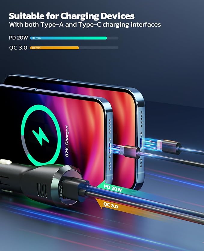 Nulaxy Bluetooth 5.3 Car Adapter with Air Vent Installation & DSP Noise Cancellation, QC3.0 & Type-C PD Car Charger Wireless FM Radio Transmitter Supports Bass & Treble Boost