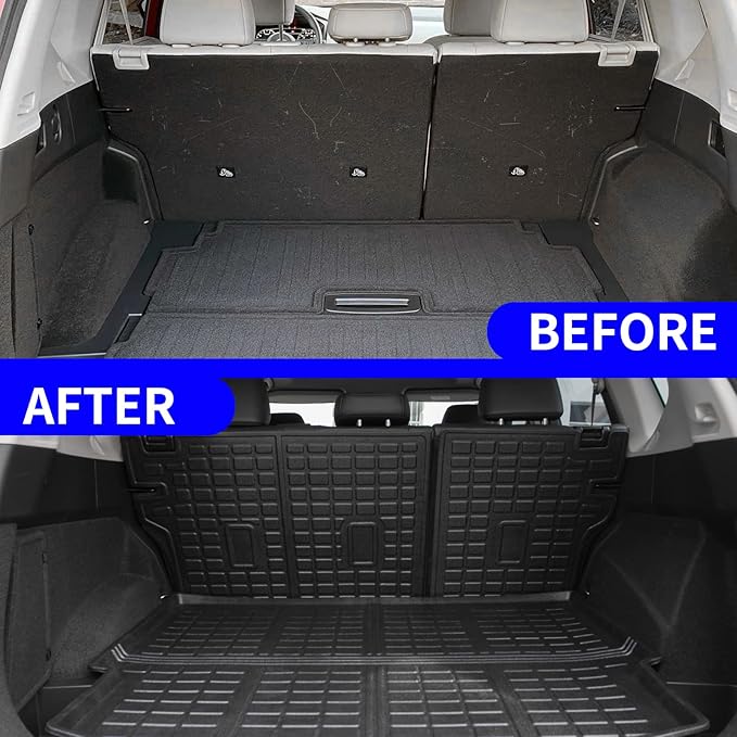 Rongtaod Cargo Mat Compatible with 2021-2025 2026 Nissan Rogue Rear Trunk Mat Cargo Liner Back Seat Cover Protector All Weather 2024 Rogue Accessories (Trunk Mat + Backrest Mats)