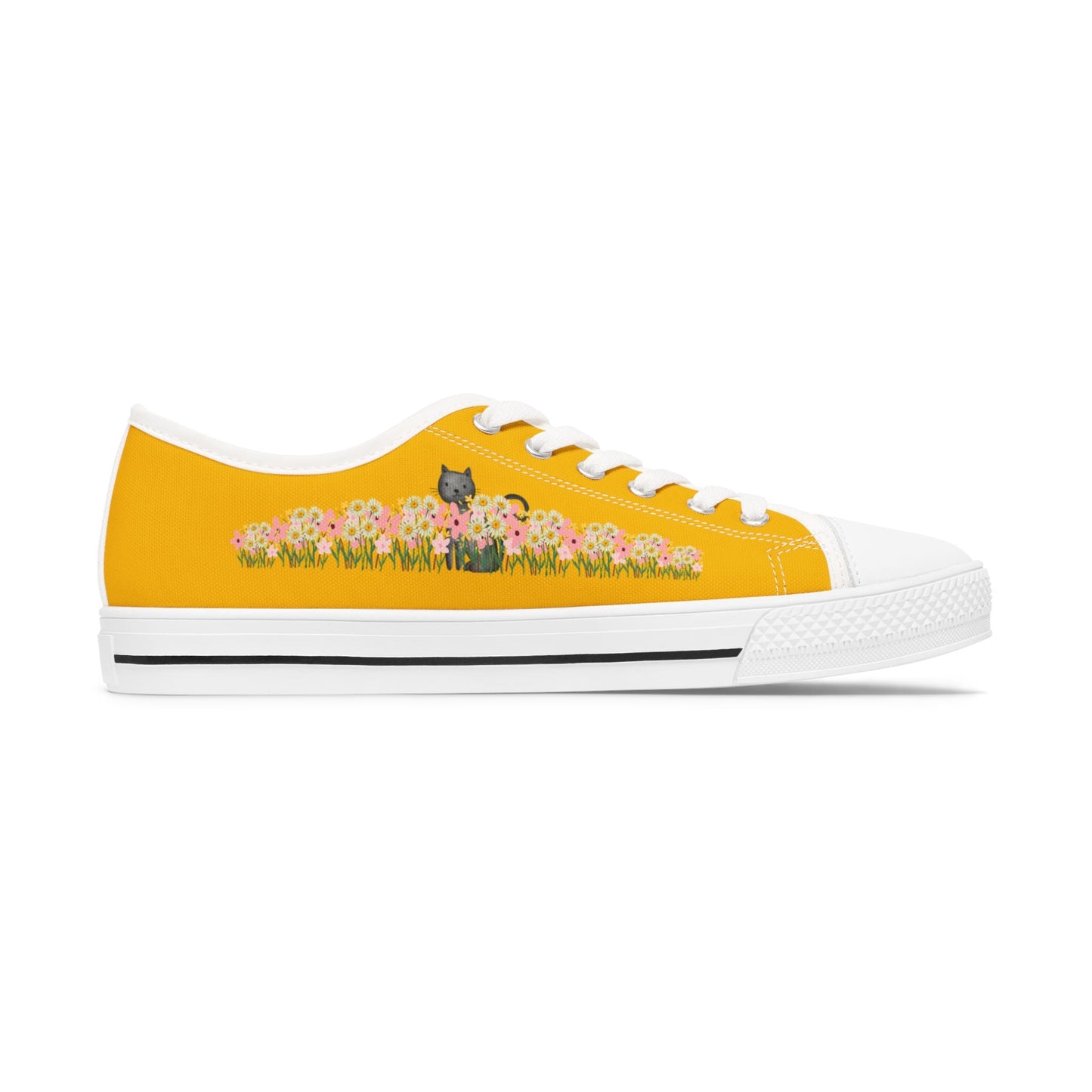 Among Flowers – Hidden Cat Low Women's Top Canvas Shoes