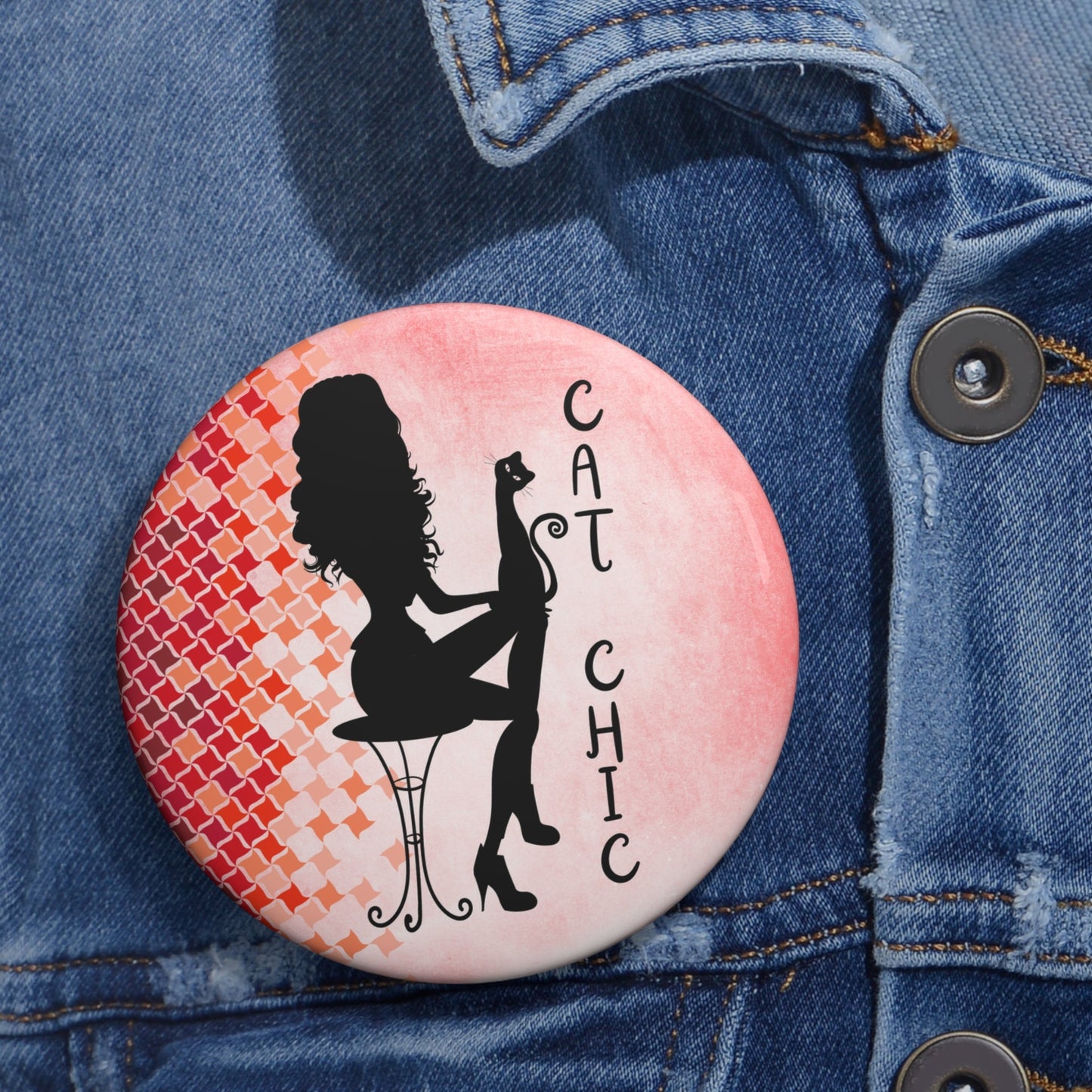 Cat Chic Pinback Button