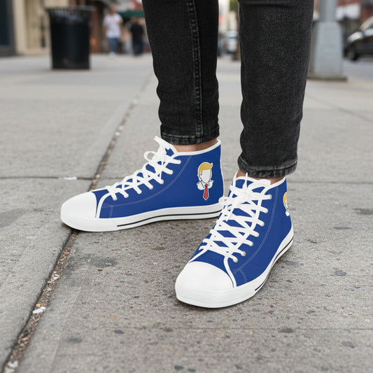 Executive Hairline Men’s High-Top Sneakers – Political Parody Statement Shoes