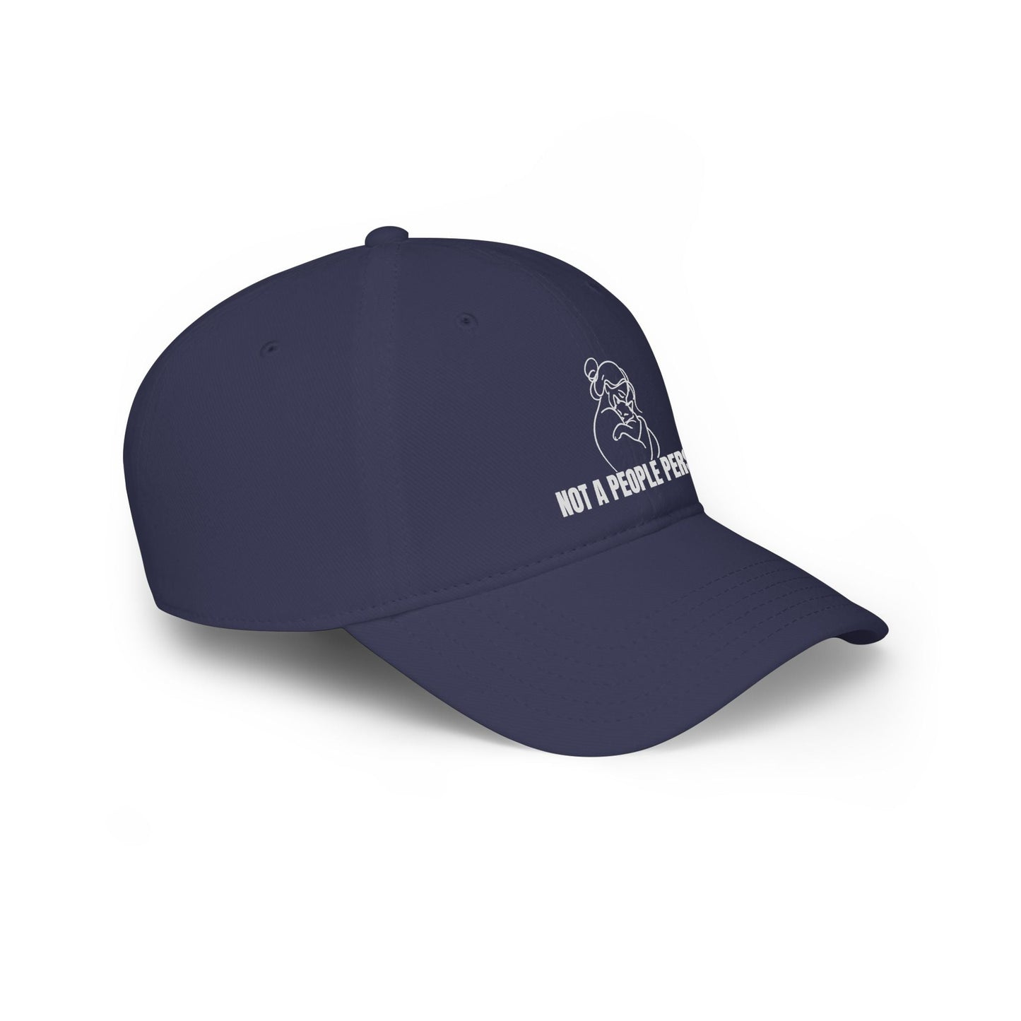 “Not a People Person” Cat Line Art Hat – Low Profile Cotton Cap (Unbothered Edition)