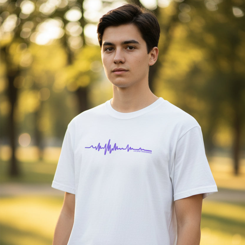 Minimalist Epilepsy Awareness EEG Wave Unisex T-Shirt – Purple Line Design