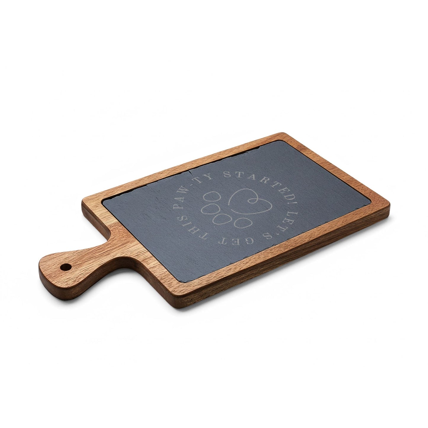 Get this Paw-ty Started Engraved Charcuterie Board