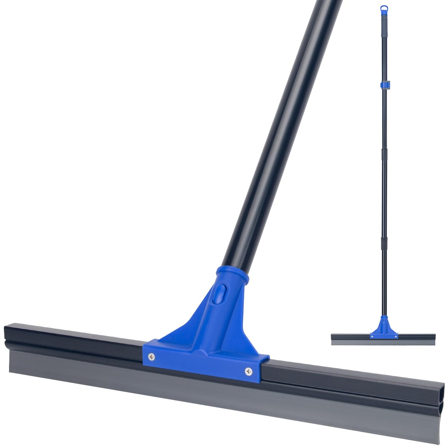 Floor Squeegee with Telescopic Long Handle 59 Heavy Duty 18" Rubber Wiper Broom for Concrete Bathroom Tile Garage Deck