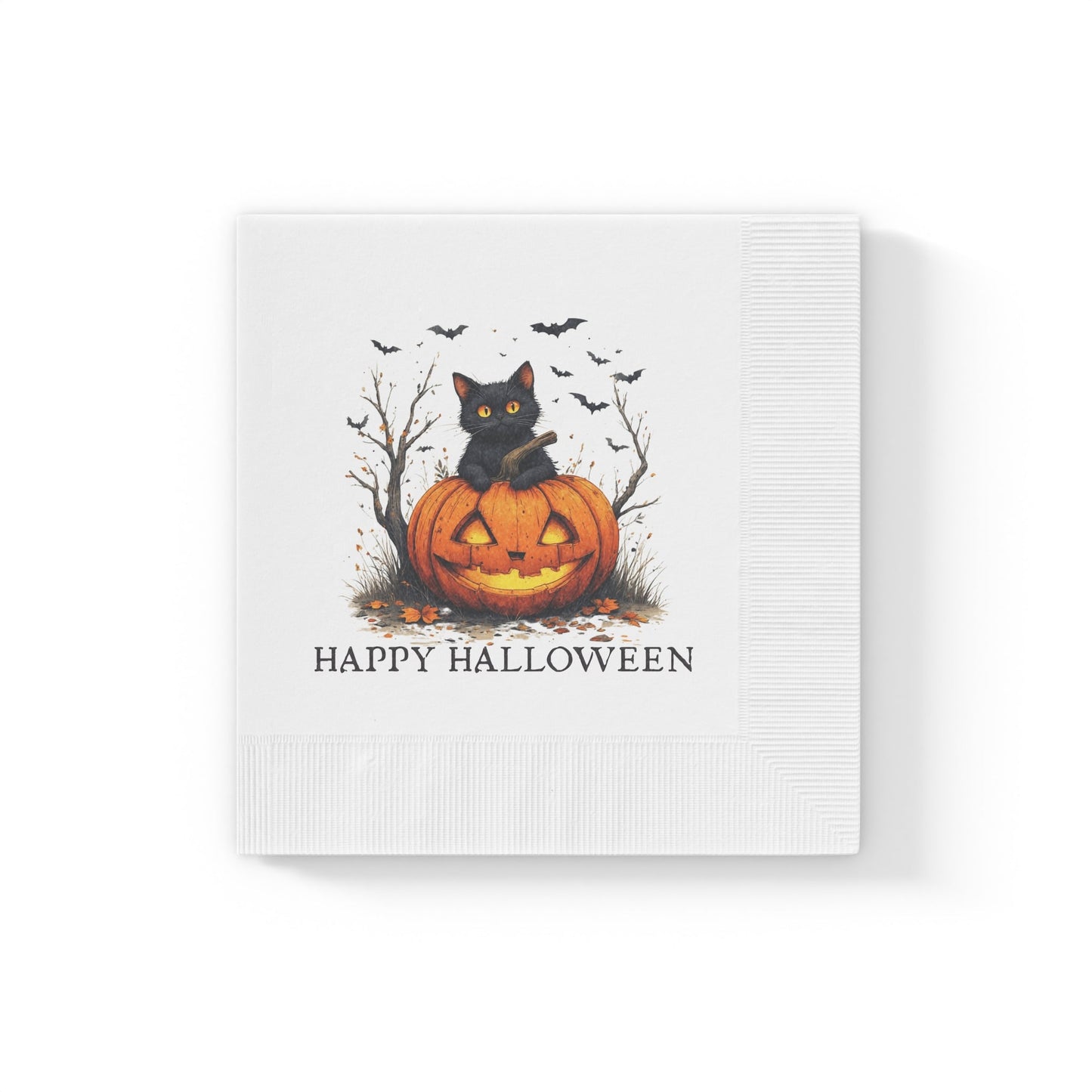 Halloween Napkins with Cats & Pumpkins Design for Spooky Celebrations