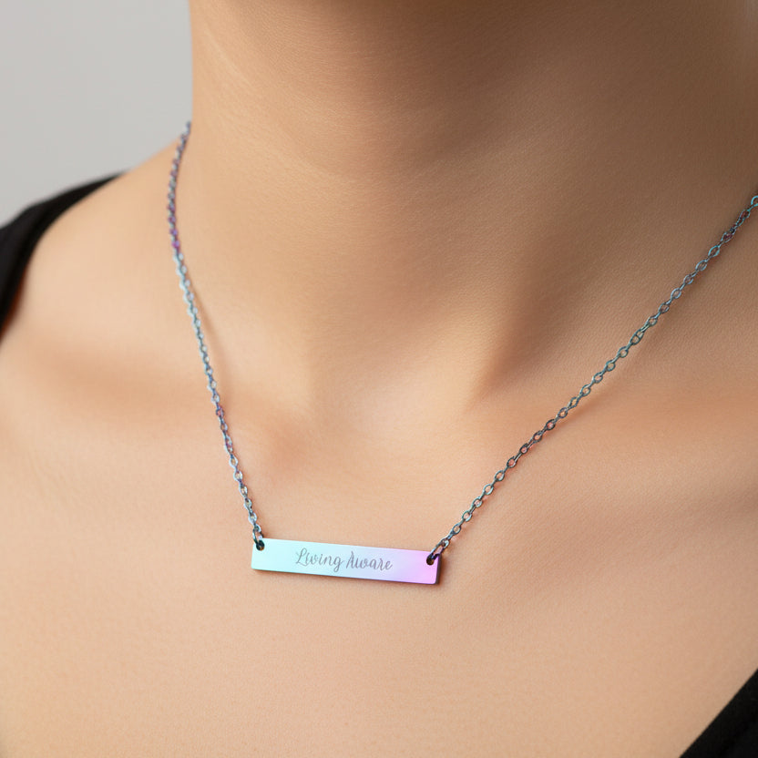 Living Aware — Engraved Bar Necklace