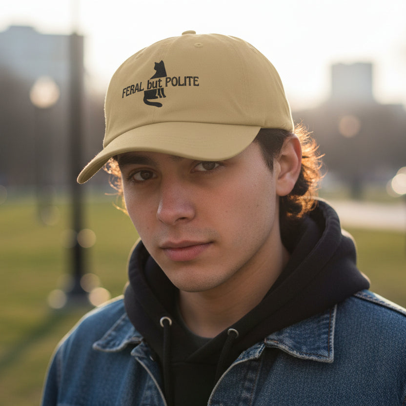 Feral but Polite Cat Hat – Funny Embroidered Dad Cap