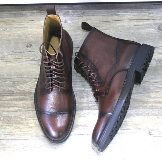 New Black Round Toe Formal Men's Leather Boots