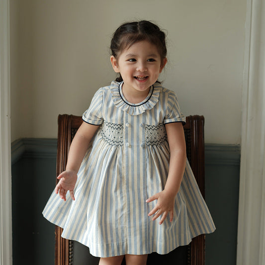 Girls' High End Cotton Short Sleeve Dress