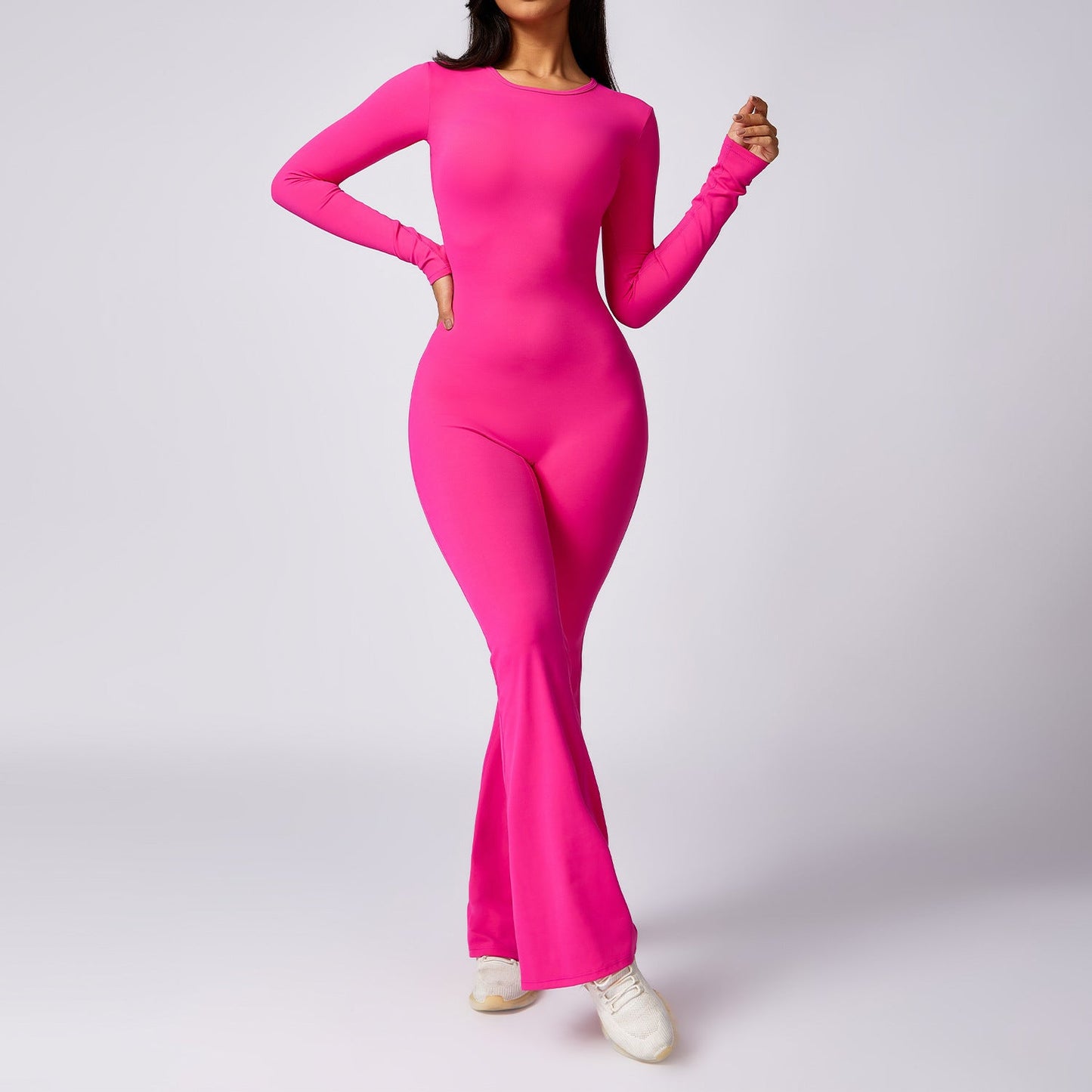 Leisure Horn Long Sleeve Yoga Jumpsuit Tight Quick-drying Sports Workout