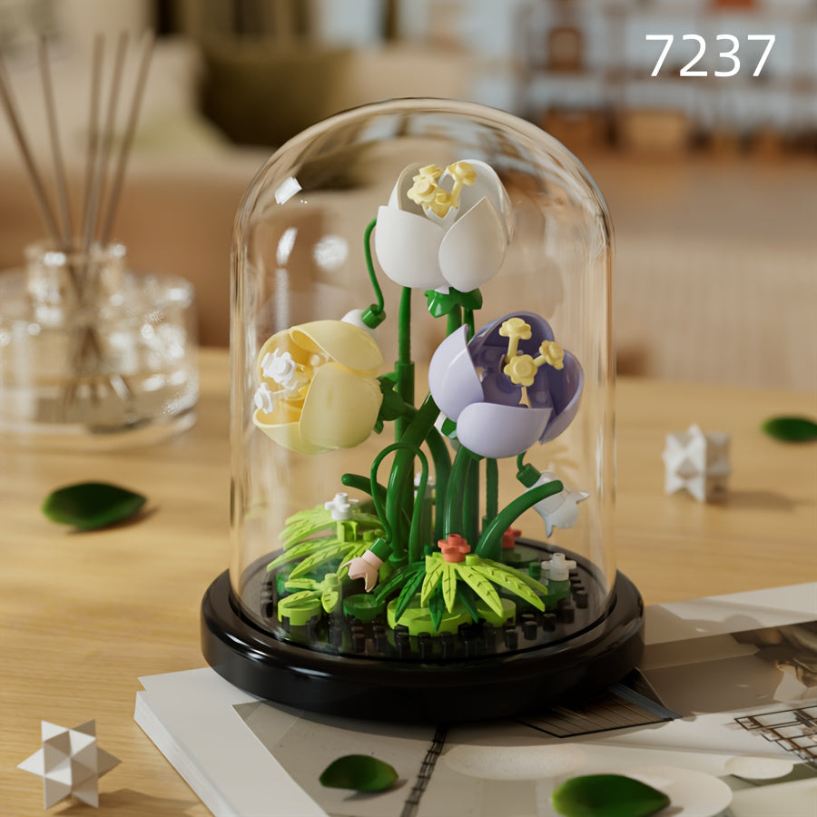 DIY Flower Building Blocks Set - Romantic Proposal Decor, Desktop Ornament & Puzzle Toy, Perfect Birthday Gift Ramadan Mubarak