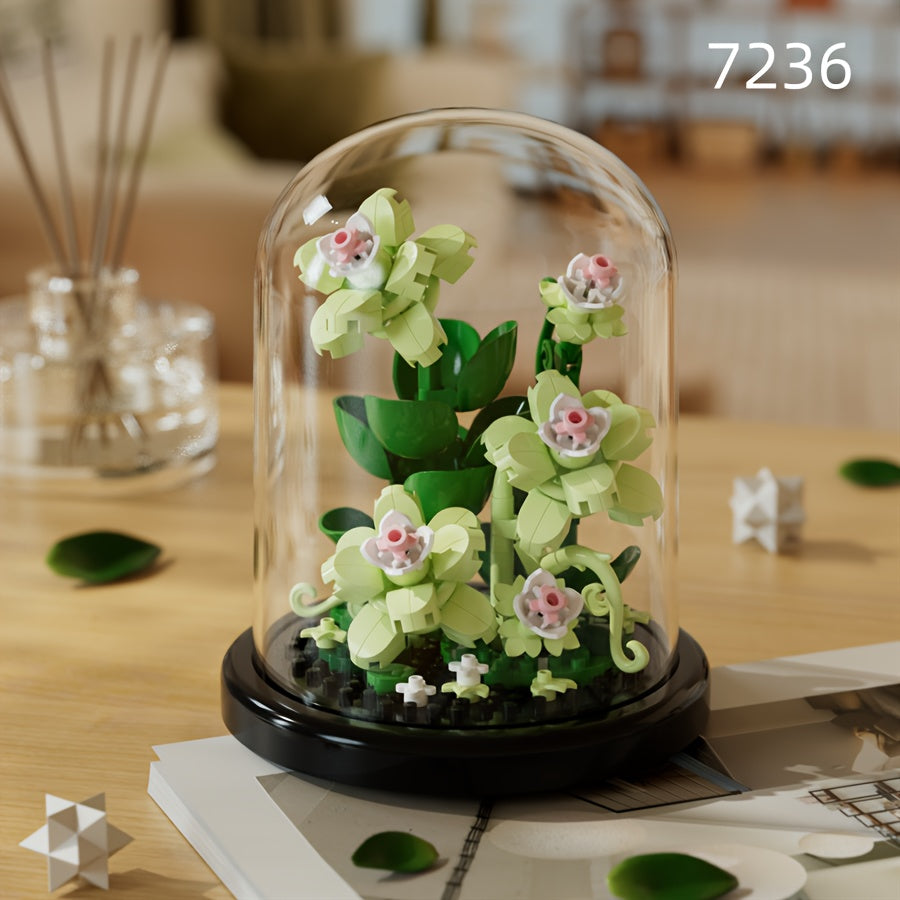 DIY Flower Building Blocks Set - Romantic Proposal Decor, Desktop Ornament & Puzzle Toy, Perfect Birthday Gift Ramadan Mubarak