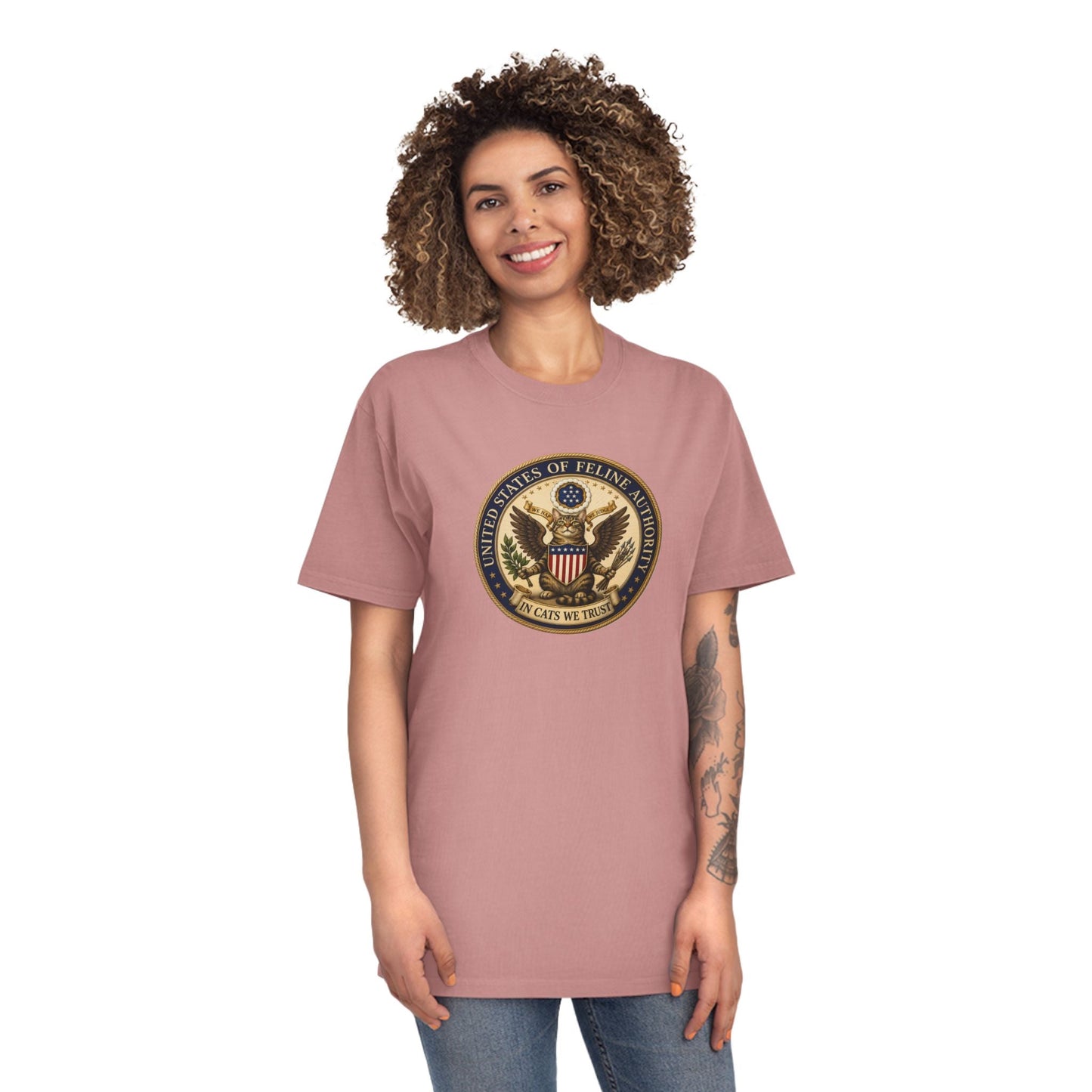 United States Of Feline Authority Vintage Seal Cat Tee