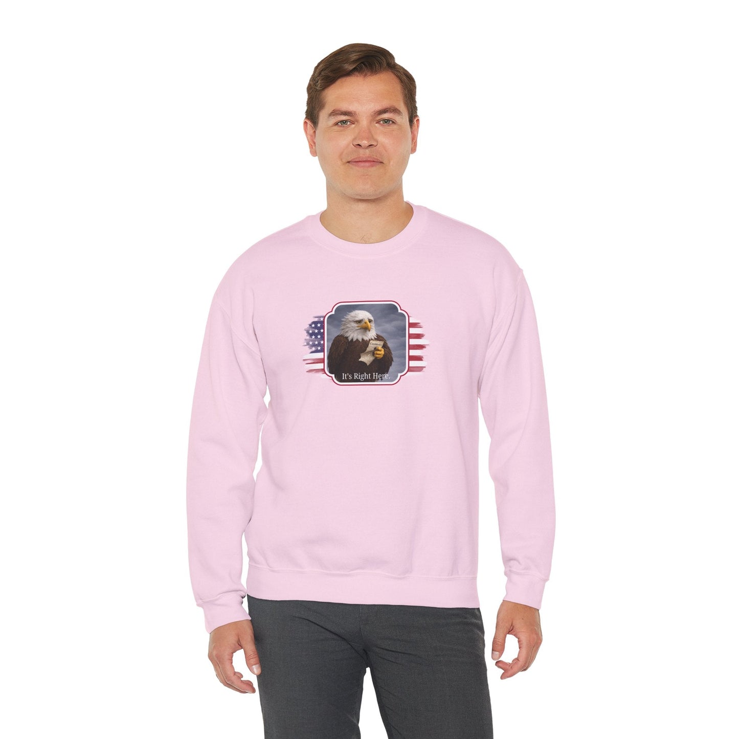“It’s Right Here” Political Parody Crewneck Sweatshirt