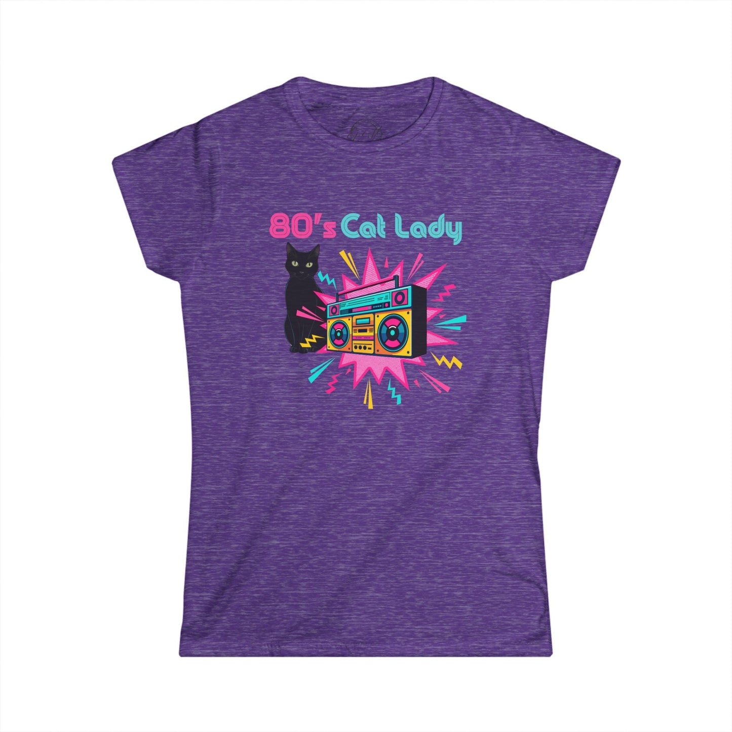 80's Cat Lady Graphic Tee - Fun Retro Style for Cat Lovers