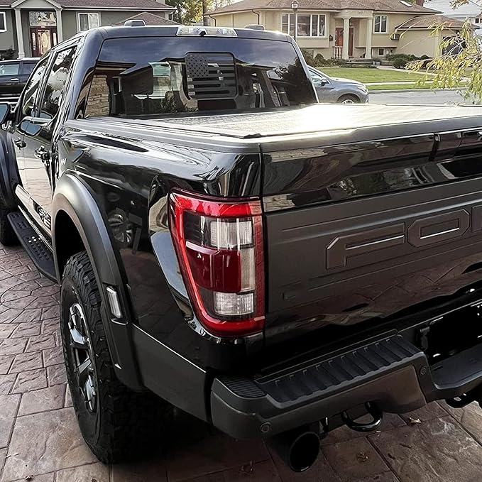 Xinghe for Ford F150 F250 F350 2015-2025, Rear Middle Window American Flag Decals, Matte Black USA Flag Decal for Truck Back Window, for Ford Raptor 2015-2025 Accessories