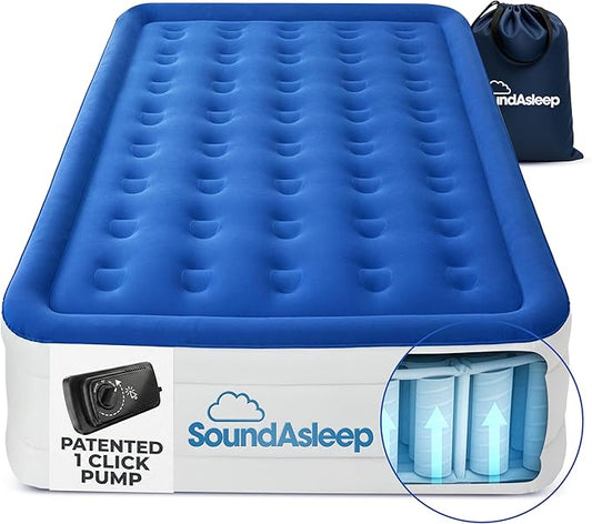 SoundAsleep Dream Series Luxury Air Mattress with ComfortCoil Technology & Built-in High Capacity Pump for Home Camping- Double Height, Adjustable, Inflatable Blow Up, Portable - California King XL