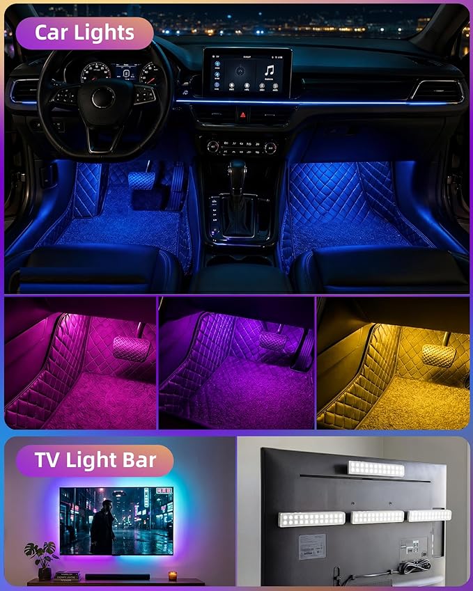 EZVALO 80 Color Changing Light Bars, 1800mAh Rechargeable Battery Operated Under Cabinet Lighting Wireless, Magnetic, Under-Counter Light Fixtures with Remote for Kitchen, Shelves, Home Bar, 4Pack