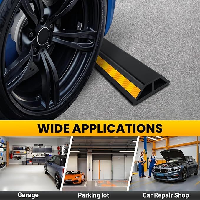 HOXWELL 2 Pcs 18'' Heavy Duty Parking Aid for Garage, with Yellow Safety Stripes, Parking Gadgets Protects Car and Garage Walls, Parking Stopper Easy to Install 2 Packs