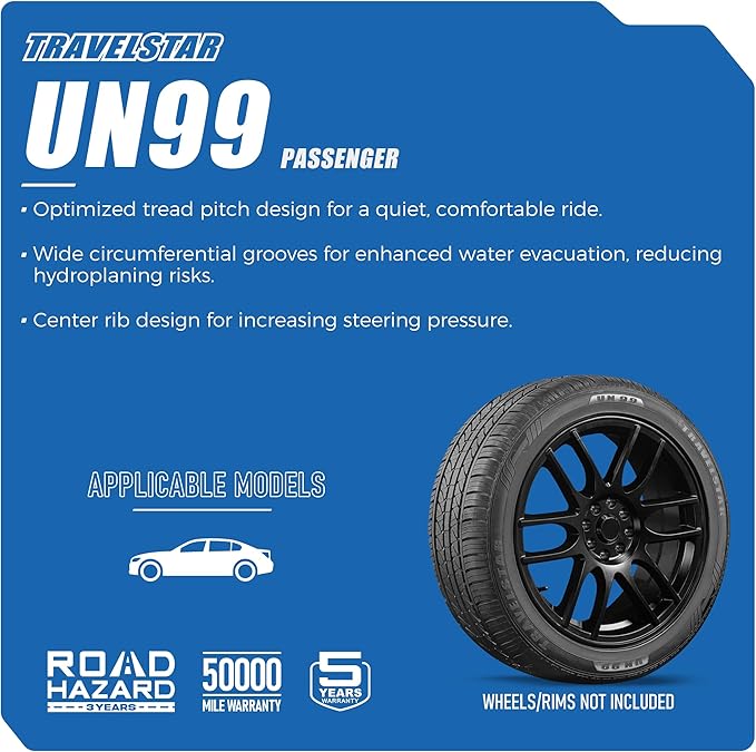 Set of 4 (Four) Travelstar UN99 All Season 195/65R15 91H All Season Radial Passenger Car Tire 195/65/15 - Includes Three-Year Road Hazard Warranty (Tire Only)