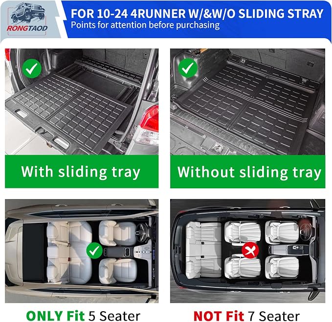 Rongtaod Back Seat Cover Protector Compatible with 2010-2024 Toyota 4Runner 5 Seats Backrest Mats Rear Seat Covers All Weather 4 Runner Accessories (Backrest Mats)
