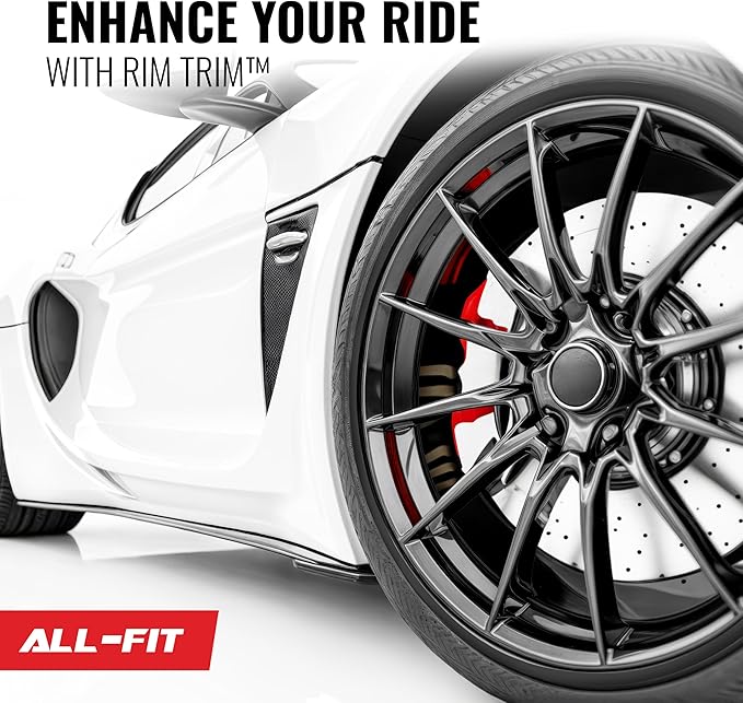 All-Fit Automotive Rim Trim – Durable DIY Car Exterior Accessories for Curb Rash Protection – Fits Up to Four 24” Wheels – Flexible, Durable Wheel Rim Protector (3/8″ width/Black)
