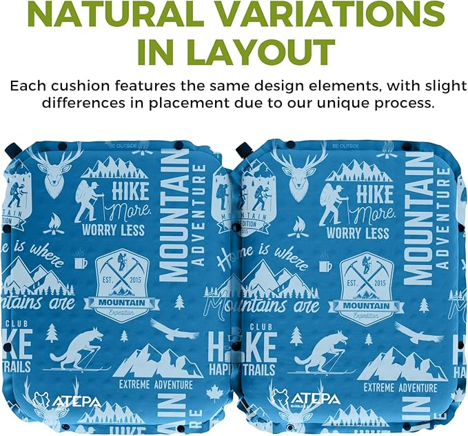 ATEPA Inflatable Seat Cushion, Compact Self-Inflating Seat Cushion for Stadium Airplane Air Travel Bleacher Camping, Blow Up Foam Seat Pad for Outdoor Sports Events Backpacking Hiking Sitting