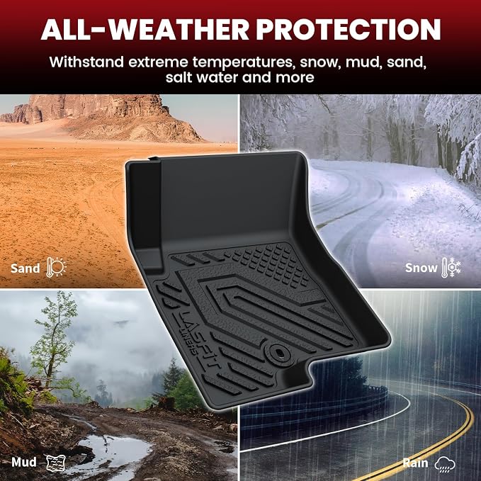 LASFIT Floor Mats & Trunk Mat for Jeep Compass 2007-2017 All Weather TPE Custom Fit Car Mats Floor Liners Cargo Liner Cargo Mat Black