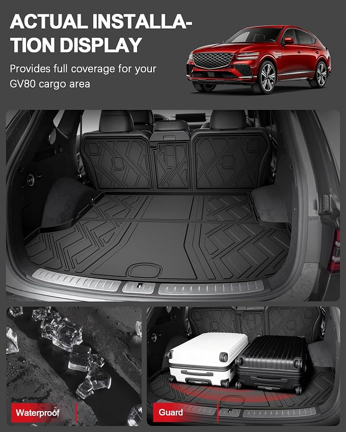 Floor Mats for Genesis GV80 2021-2025 5 Seats Only (Not for Coupe), All Weather TPE Floor Liners Cargo Mat with Backrest Mat GV80 Accessories Odorless Anti-Slip Cargo Tray with Back Seat Protector