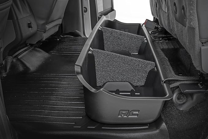 Rough Country Under Seat Storage for Ford F-150 (2009-2014) CrewCab - Custom-Fit, Durable, Anti-Skid Thermoplastic Under Seat Storage Compartment